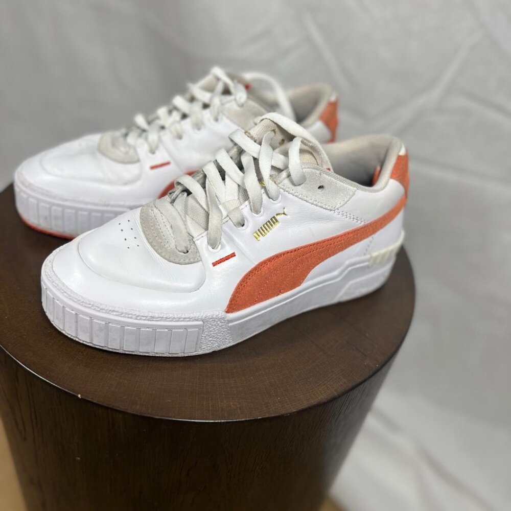Puma Cali Sport Mix women's sneakers in a white and orange